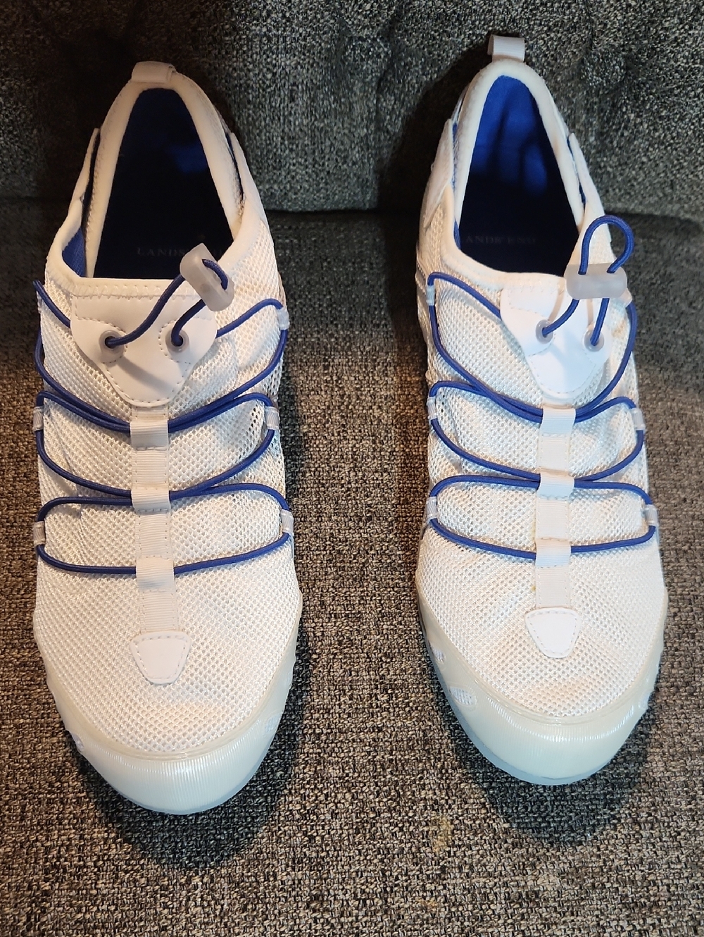 Men's White Athletic Sneakers with Blue Accents